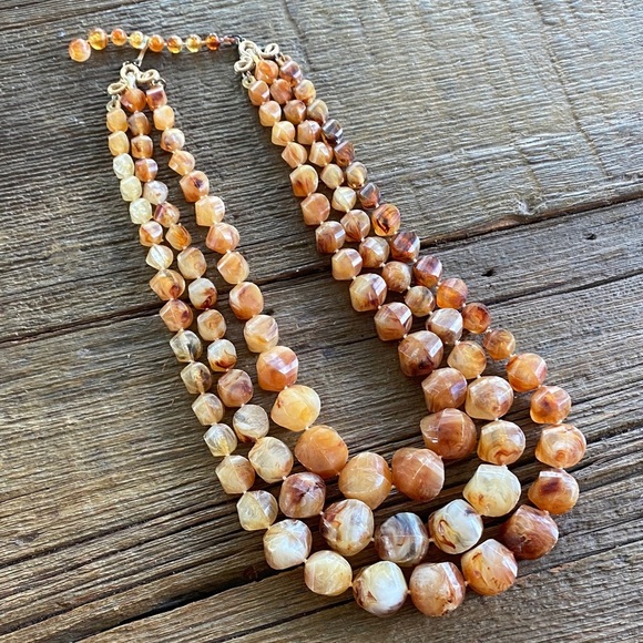Vintage Jewelry - Vintage costume jewelry layer necklace plastic stones. Rustic retro 50’s 60’s